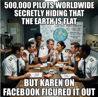 The Pilot Conspiracy — Globe Cult meme: 500,000 PILOTS IN ON IT